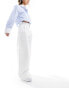 Фото #1 товара Stradivarius tailored cotton super wide leg trousers in white