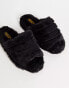 Фото #1 товара Truffle Collection fluffy open toe slippers in black