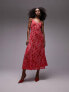 Topshop lace cami midi dress in pink and red