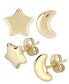ფოტო #1 პროდუქტის Star & Moon Stud Earrings Set in 14k Yellow Gold (8mm)