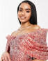 ASOS LUXE – Minikleid aus Bardot-Jacquard mit Falten-Design in Paisley-Print