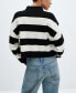 ფოტო #2 პროდუქტის Women's Striped Polo-Neck Sweater