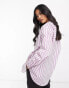 Wednesday's Girl oversized boyfriend poplin shirt in purple stripe