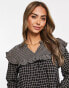 JDY smock mini dress with frill detail in black grid check