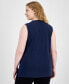 ფოტო #2 პროდუქტის Plus Size Embellished-V-Neck Sleeveless Top, Created for Macy's