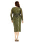 Women's Plus Size Long Sleeve Sequin Gathered Waist Dress