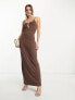 Фото #1 товара NA-KD x Annijor maxi dress with cut out detail in brown