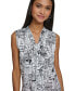 Women's City-Print Tie-Neck Top