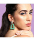 ფოტო #3 პროდუქტის Women's Green Geometric Contrast Drop Earrings