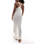 Pieces fine knit beach maxi dress in cream