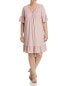 Lost Ink Women's Ribbed Bell Sleeve Flutter Dress Blush XL