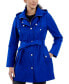 ფოტო #1 პროდუქტის Petite Hooded Belted Zip-Front Raincoat