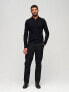 Superdry Studios long sleeve jersey polo shirt in black