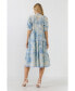 Women's Paisely Eyelet Midi Dress with Tie-dye Effect