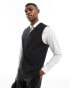 Фото #2 товара ASOS DESIGN skinny linen mix suit waistcoat in black