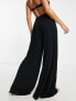 ASOS DESIGN Tall jersey palazzo beach trouser in black