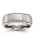 Stainless Steel Polished Brushed Center 8mm Edge Band Ring