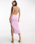 Miss Selfridge strap detail rib knit midi dress in lilac lila, L - EU 44-46 - фото #1