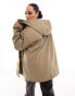 ASOS DESIGN Curve rubberised rain coat in mushroom