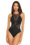 Фото #1 товара BECCA by Rebecca Virtue Womens Color Play Savannah One-Piece Swimsuit Black XS