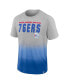 Фото #4 товара Men's Heathered Gray and Royal Philadelphia 76ers Board Crasher Dip-Dye T-shirt