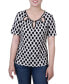 ფოტო #1 პროდუქტის Petite Short Sleeve with Ring Details Top