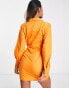 Missy Empire – Kurzes Hemdkleid in Orange mit gerafftem Rockteil