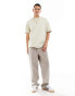 Calvin Klein Jeans woven logo waffle relaxed fit t-shirt in beige