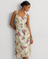 Women's Floral Belted Crepe Sleeveless Dress