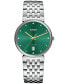 ფოტო #1 პროდუქტის Women's Swiss Florence Diamond (1/20 ct. t.w.) Stainless Steel Bracelet Watch 38mm