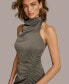 Фото #4 товара Women's Mock-Neck Ruched Asymmetrical Dress