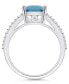 ფოტო #3 პროდუქტის Aquamarine and Diamond Accent Ring in 14K White Gold