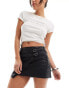 Фото #2 товара ONLY faux leather mini skirt with buckle detail in black