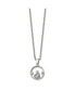 Фото #2 товара Polished Circle with CZ and Heart Pendant Cable Chain Necklace