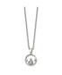 ფოტო #2 პროდუქტის Polished Circle with CZ and Heart Pendant Cable Chain Necklace