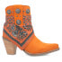 Dingo Bandida Paisley Studded Round Toe Cowboy Booties Womens Orange Casual Boot