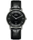 Men's Swiss Automatic DiaMaster Thinline Black Leather Strap Watch 41mm