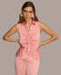 ფოტო #1 პროდუქტის Women's Sleeveless Satin Button Front Blouse