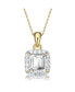 Sterling Silver White Gold Plating Cubic Zirconia Asscher Cut Drop Pendant