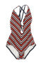 Фото #1 товара Tommy Hilfiger 240572 Womens Striped One-Piece Swimwear Core Navy Size 8