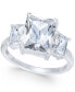 ფოტო #1 პროდუქტის Fine Silver Plate Triple-Crystal Ring, Created for Macy's