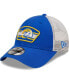 ფოტო #1 პროდუქტის Men's Royal, White Los Angeles Rams Logo Patch Trucker 9FORTY Snapback Hat