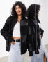 Фото #2 товара ASOS EDITION oversized faux leather patchwork bomber jacket in black