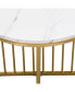 Modern Round Nesting Coffee Table Set 2-Piece White & Marbling Top Gold Base