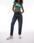 Topshop cropped mid rise straight jeans with raw hems in filthy rich blue Синий, W25 L32 - фото #3