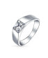 ფოტო #2 პროდუქტის Unisex Modern Simple AAA CZ Square Brilliant Cubic Zirconia Princess Cut Engagement Ring For Women Pinky Ring For Men .925 Sterling Silver Plain Band