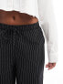 Stradivarius Petite tailored pull on trouser in black pinstripe