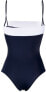 Фото #2 товара Balmain 278086 Women two-tone logo-band swimsuit size 38 Blue White