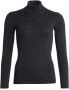 con-ta Thermal Long Sleeve Shirt with Stand-Up Collar, Striped Women's Shirt with Natural Cotton, Thermal Insulating Underwear, Women's Clothing, in Various Colours, Sizes: 36/XS - 50/4XL, Black