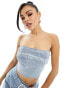 Simmi bandeau buckle detail denim top co-ord in blue